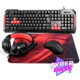CYBER DAYS Kit Gamer 4 en 1 Teclado Mouse Auriculares y Mousepad Mars Gaming MRCP1 Combo
