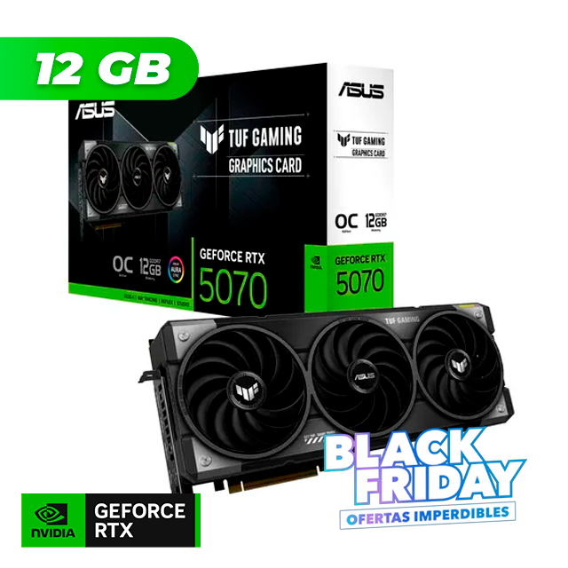 BLACK FRIDAY Placa de Video ASUS NVIDIA GeForce RTX 5070 TUF GAMING OC 12GB GDDR7