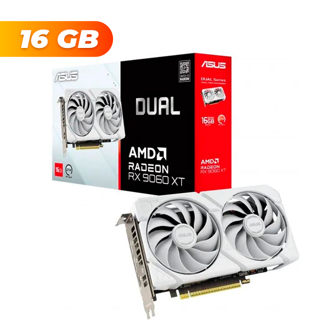 PLACA DE VIDEO ASUS RADEON RX 9060 XT DUAL WHITE 16GB GDDR6