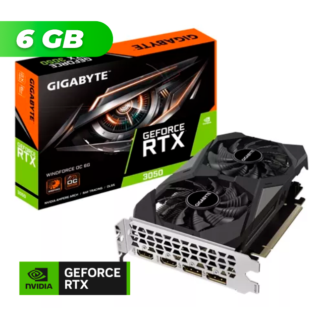 Placa de Video Gigabyte NVIDIA GeForce RTX 3050 WINDFORCE OC V2 6Gb GDDR6
