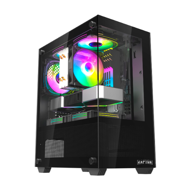 Gabinete Raptor Nova Prime Templado 3x120mm RGB