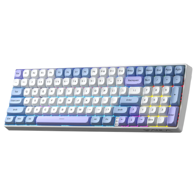 Teclado Aula S100 PRO Blue White Purple Mecánico 95% RGB Rainbow Switch Brown