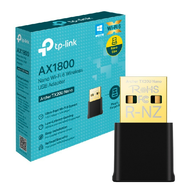 Placa de Red WiFi TP-Link Archer TX20U Nano USB Dual Band AX1800