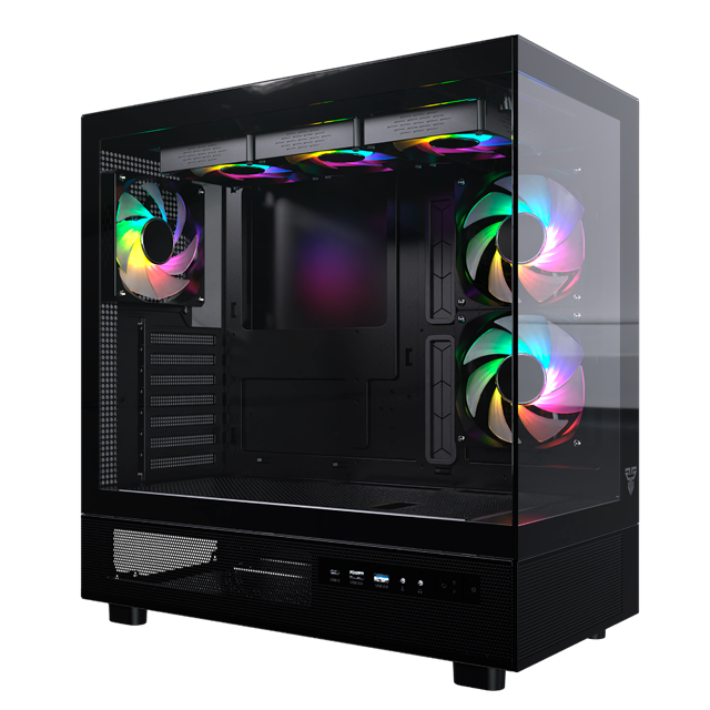 GABINETE FANTECH LUMINA L CG86 BLACK TEMPLADO PANORAMICO FULL TOWER 6X120MM ARGB