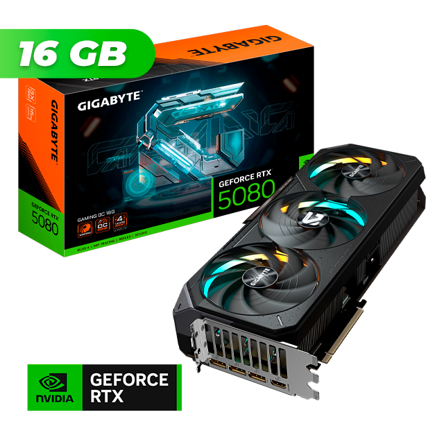 Placa de Video Gigabyte NVIDIA GeForce RTX 5080 GAMING OC 16GB GDDR7