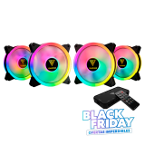 BLACK FRIDAY COOLER FAN KIT GAMDIAS AEOLUS M2-1204R BLACK ARGB (4X120MM + CONTROLADORA + REMOTO)