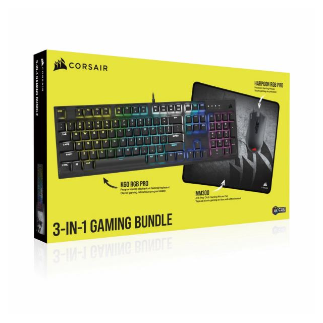 Kit Teclado Mouse y Mousepad Corsair 3 en 1 (K60 PRO RGB + Harpoon RGB +  MM300) - Gezatek Computación