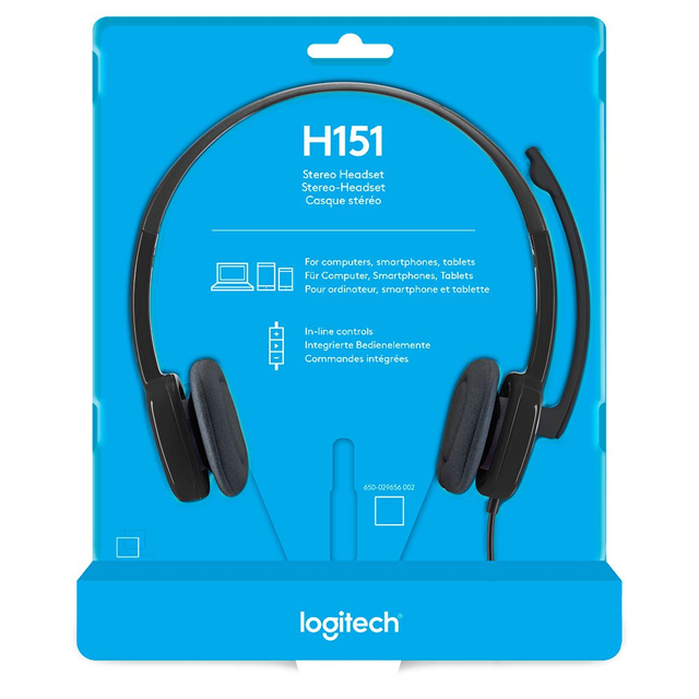 Auriculares Logitech H151 Black Headset C/Micrófono (1 Jack) 981-000587