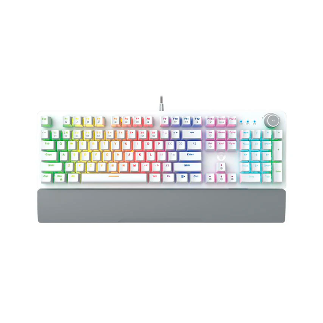Teclado Fantech Maxpower MK853V2 RGB White Mecánico Swtich Red