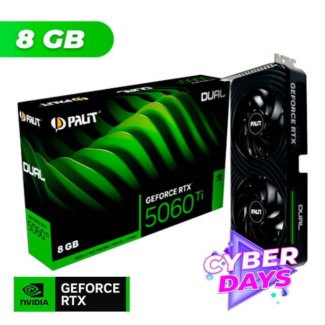 CYBER DAYS Placa de Video Palit NVIDIA GeForce RTX 5060 TI DUAL 8GB GDDR7