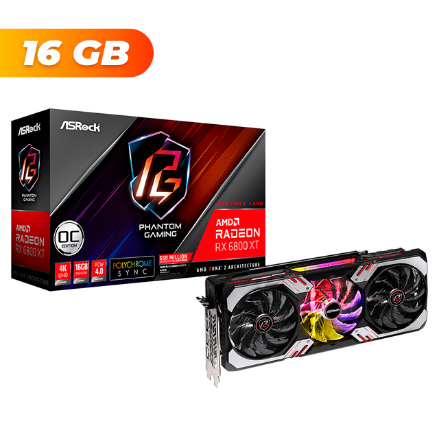MES GAMER Placa de Video AsRock Radeon RX 6800 XT Phantom Gaming D OC 16Gb GDDR6
