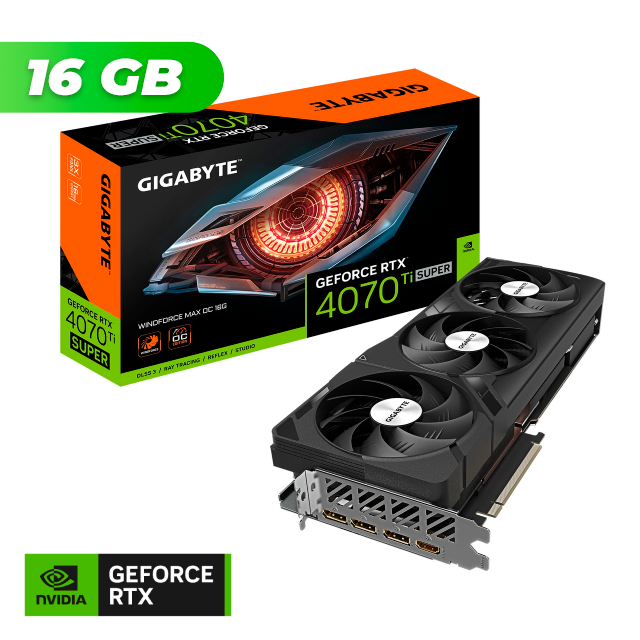 Placa de Video Gigabyte NVIDIA GeForce RTX 4070 TI SUPER WINDFORCE MAX OC 16Gb GDDR6X