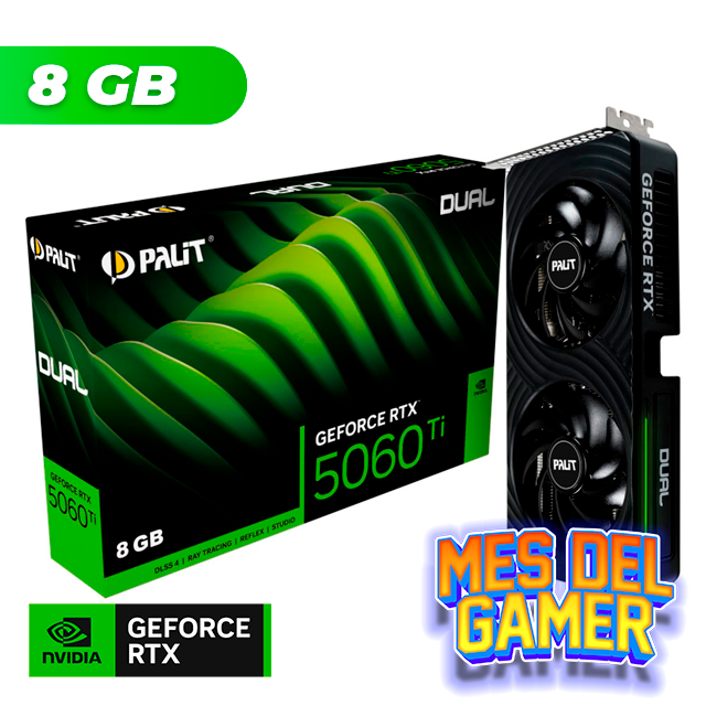 MES GAMER Placa de Video Palit NVIDIA GeForce RTX 5060 DUAL 8GB GDDR7