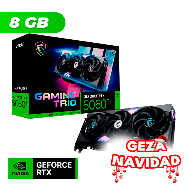 NAVIDAD Placa de Video MSI NVIDIA GeForce RTX 5060 TI GAMING TRIO OC 8Gb GDDR7