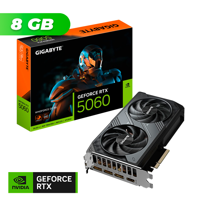 Placa de Video Gigabyte NVIDIA GeForce RTX 5060 GAMING OC 8Gb GDDR7