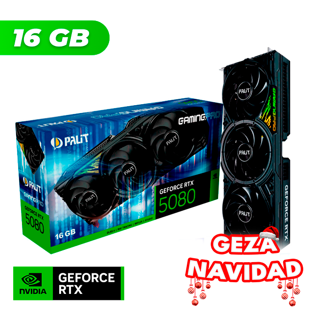 NAVIDAD Placa de Video Palit NVIDIA GeForce RTX 5080 GAMING PRO 16GB GDDR7