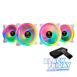 BLACK FRIDAY COOLER FAN KIT GAMDIAS AEOLUS M2-1204R WHITE ARGB (4X120MM + CONTROLADORA + REMOTO)