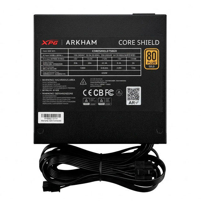 Fuente Arkham by XPG 650W Coreshield 80 Plus Gold ATX 3.1