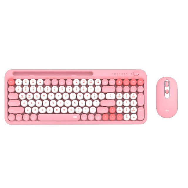 KIT TECLADO Y MOUSE FANTECH GO MOCHI101 WK899 PINK INALÁMBRICO BLUETOOTH 96% INGLÉS