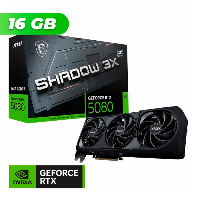 Placa de Video MSI NVIDIA GeForce RTX 5080 SHADOW 3X OC 16GB GDDR7