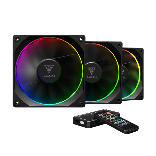 REYES Cooler Fan KIT Gamdias Aeolus M3-1203R ARGB (3x120mm + Controladora + Control Remoto)