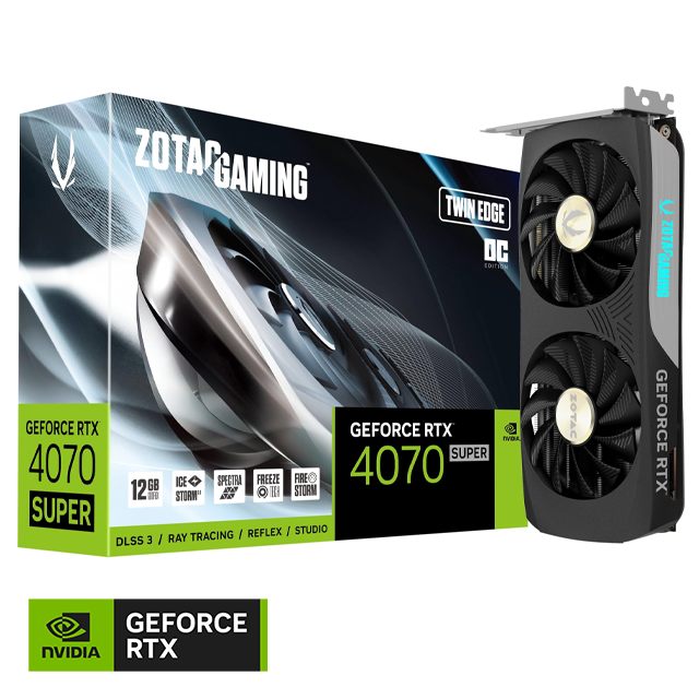 Placa de Video ZOTAC GeForce RTX 4070 SUPER Twin Edge OC 12Gb GDDR6X