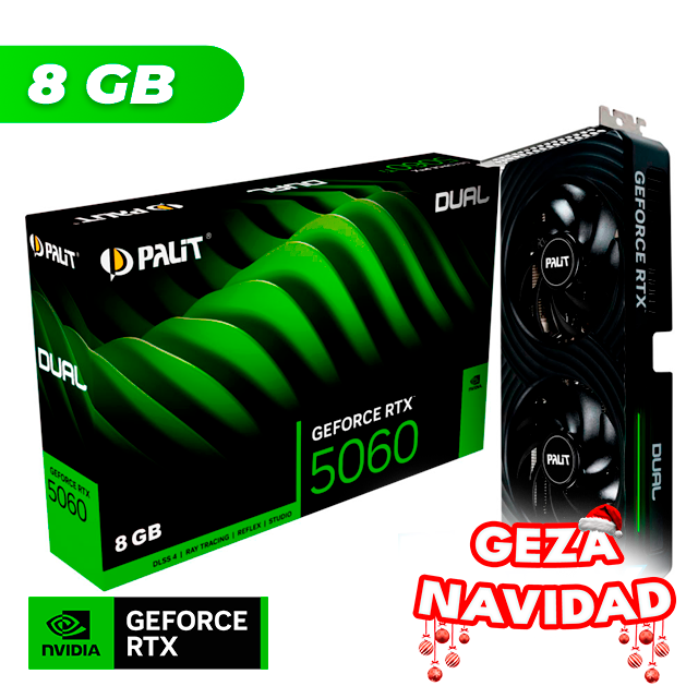 NAVIDAD Placa de Video Palit NVIDIA GeForce RTX 5060 DUAL 8GB GDDR7