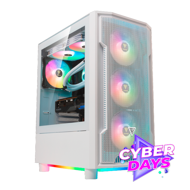 CYBER DAYS Gabinete Gamdias Athena M6 Lite White Underglow Templado 4x12cm ARGB