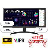 NAVIDAD Monitor LG 26 UltraWide 21:9 26WQ500-B IPS HDR HDMI