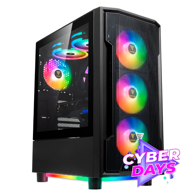 CYBER DAYS Gabinete Gamdias Athena M6 Lite Black Underglow Templado 4x12cm ARGB