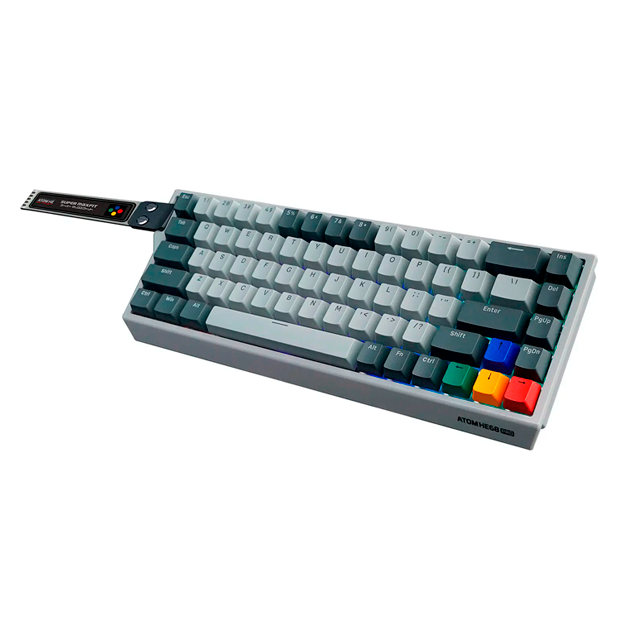 Teclado Fantech Atom HE68 PRO MK922 Super Maxfit Grey RGB Wireless Magnético 65% Switch Emerald Inglés