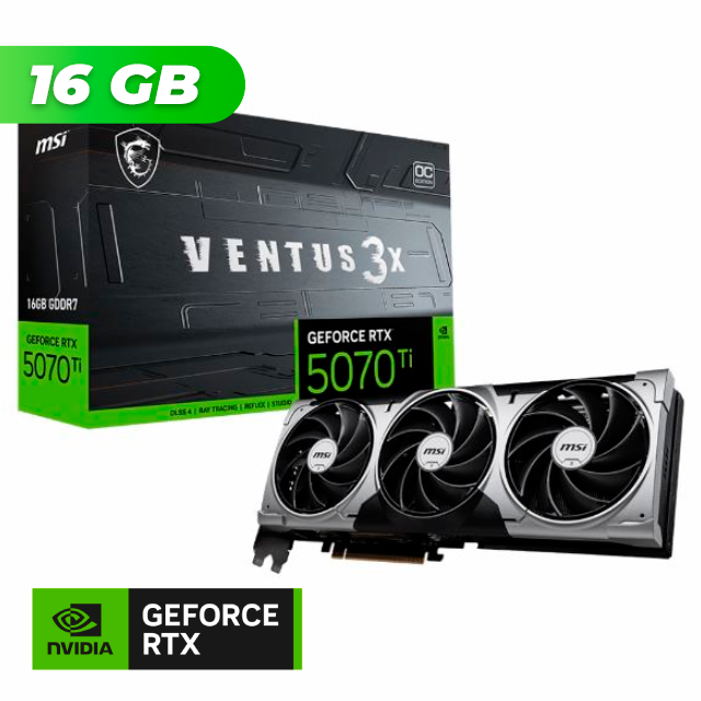 Placa de Video MSI NVIDIA GeForce RTX 5070 TI VENTUS 3X OC 16GB GDDR7