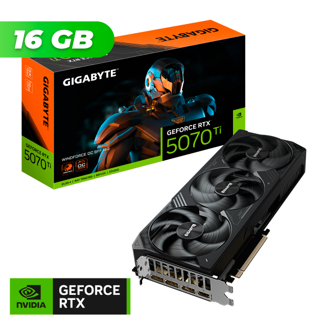 Placa de Video Gigabyte NVIDIA GeForce RTX 5070 TI WINDFORCE OC SFF 16GB GDDR7
