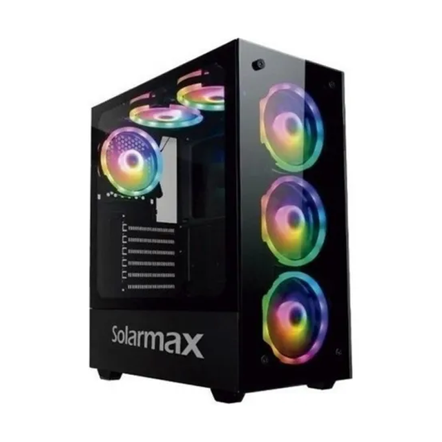 NAVIDAD Gabinete Solarmax CM-5901 Black Templado ARGB 6x12cm 