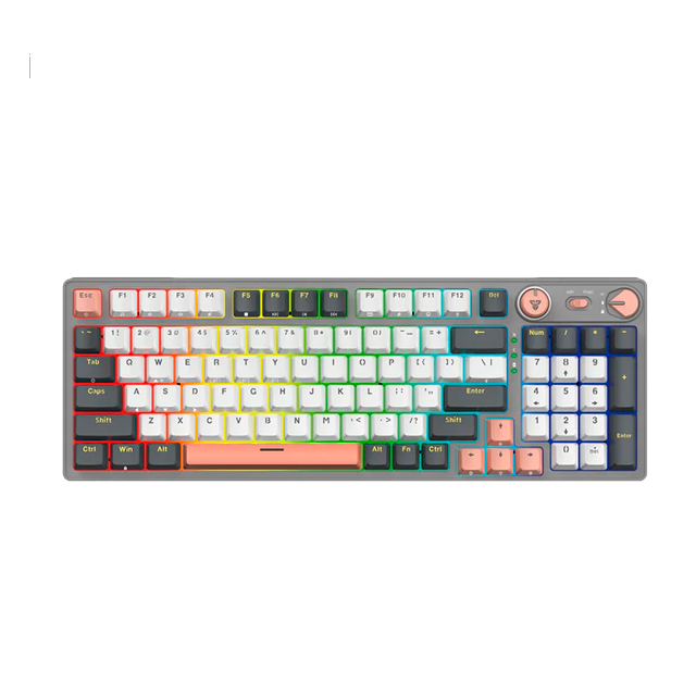 Teclado Fantech Atom PRO96 MK914 RGB Mercury Black Wireless Bluetooth Mecánico 96% Switch Red