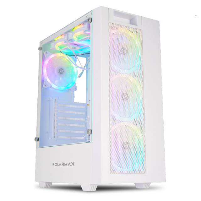 Gabinete Solarmax CM-5920 White Mesh Templado ARGB 6x12cm 