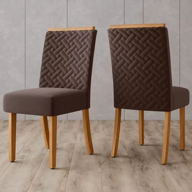 Cadeiras Kit 2 Cadeiras Ester Nature/Marrom Expresso - Henn