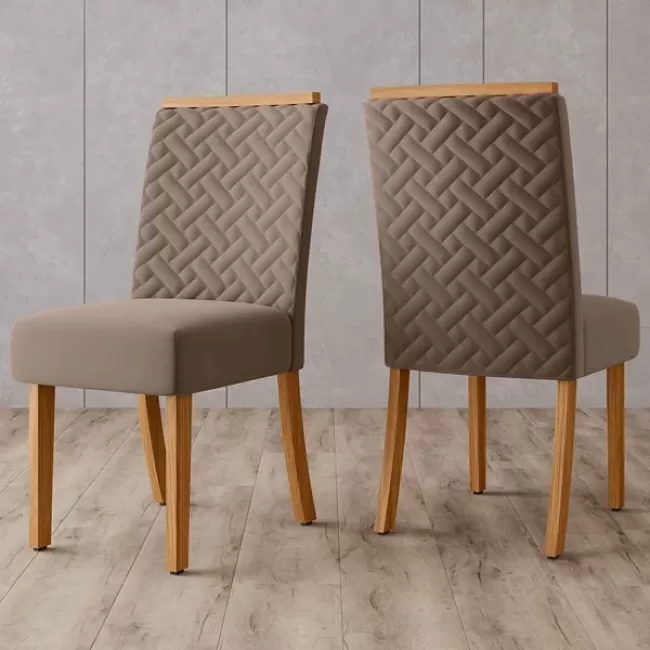 Cadeiras Kit 2 Cadeiras Ester Nature/Cinza Amêndoa - Henn