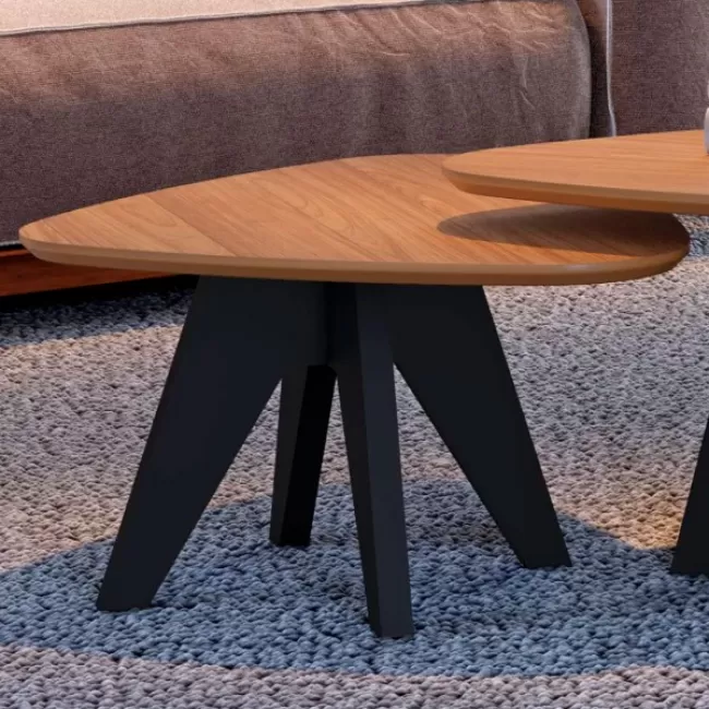 Mesa de Centro Orgânica 100% Mdf Freijo/Preto Fosco Tb612 - Dalla Costa