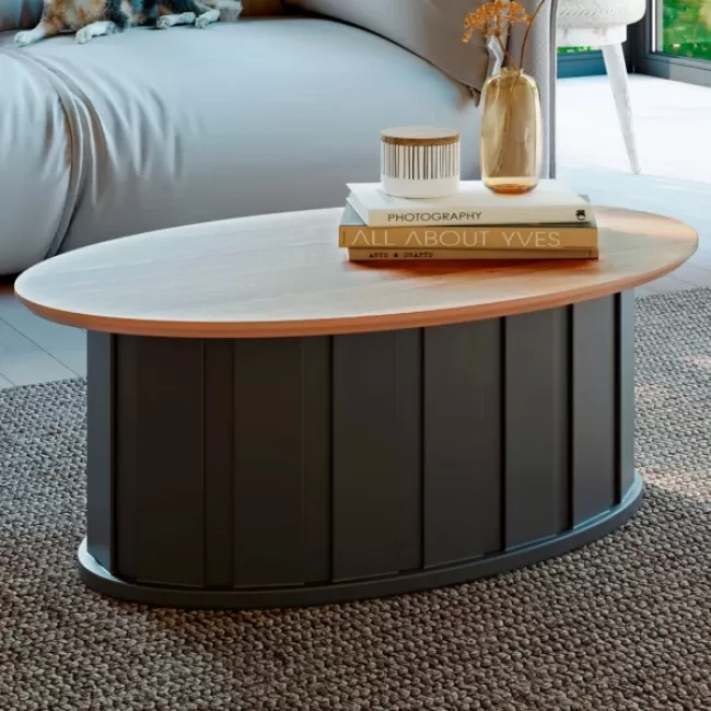 Mesa de Centro Ripada 100% Mdf Freijo/Preto Fosco Tb609 - Dalla Costa