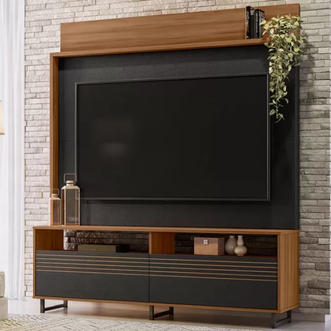 Estante para TV Até 65 Polegadas 2 Portas Freijó Trend/Preto Nt1300 - Notável Móveis