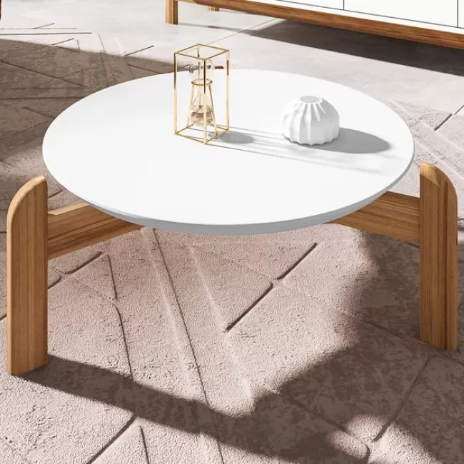 Mesa de Centro Lizz - Branco/Marrom - Casa Decor