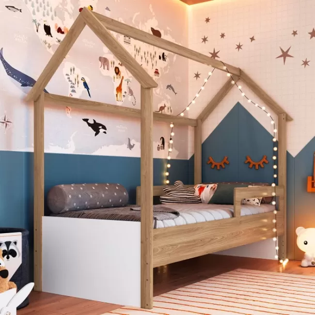 Cama Infantil Montessoriana - Branco/Marrom