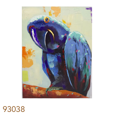 quadro pintura de papagaio azul 120x90x4cm