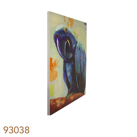quadro pintura de papagaio azul  120x90x4cm