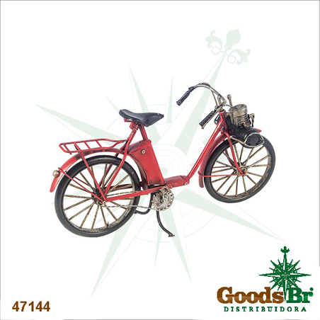 bicicleta vermelha em metalcom garupa  17x31x12cm
