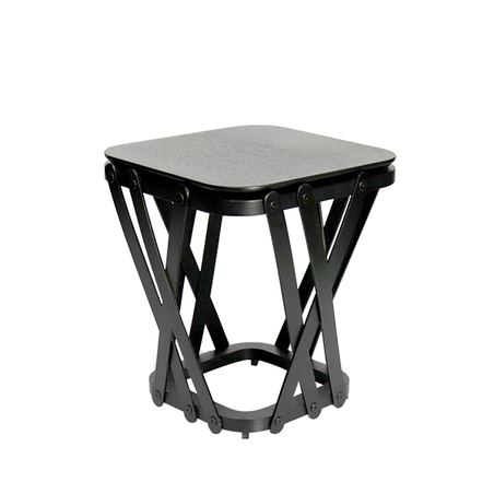 puff trama preto quadrado reverso linho marmore 43x42x42cm