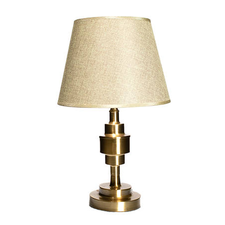 abajur cÚpula linho marrom metal bronze 49x30x30cm
