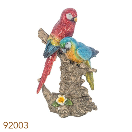 estatua casal araras vermelha/azul  26x15x11cm