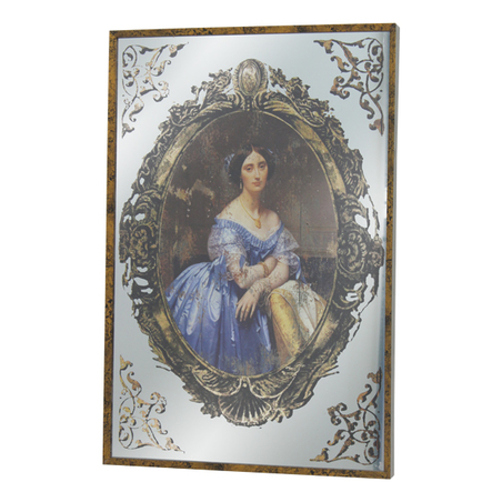 quadro espelhado mulher vestido azul  60x40x3,5cm